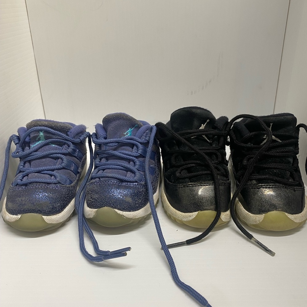 Kids' Black and Blue retro 11s 4C (NO BOXES) 2 for $25